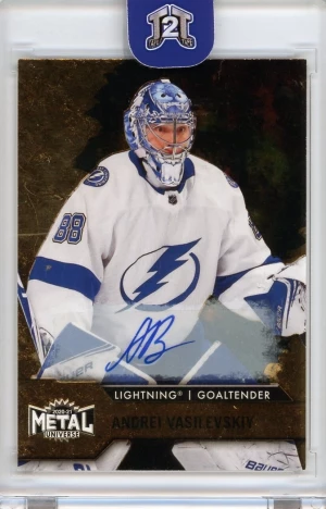 2020‑21 UD Metal Universe Andrei Vasilevskiy Gold PMG Autograph 1/1 front